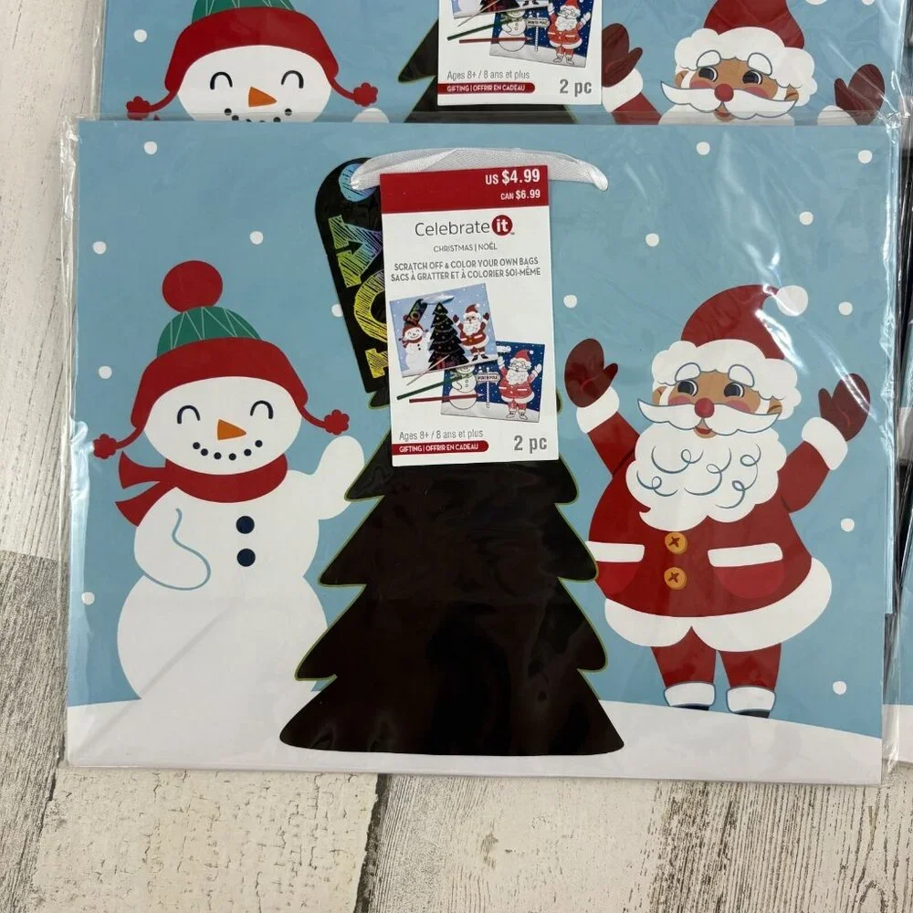 Lot of 8 Packs of 2 Gift Bags Scratch Off Color Your Own Treat Christmas NEW